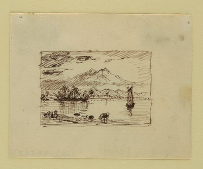 Tekening, Fantasielandschap, ca. 1850 door Frederic Edwin Church