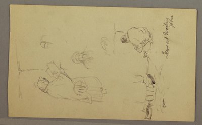 Tekening, Joden bij de Klaagmuur, Jeruzalem, april 1868 door Frederic Edwin Church