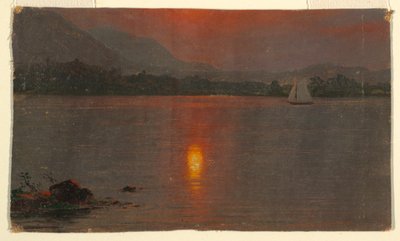 Tekening, Lake Millinocket, zonsondergang, 1870-80 door Frederic Edwin Church