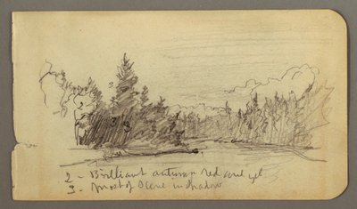 Tekening, Meer omringd door bomen, mogelijk 1878 door Frederic Edwin Church