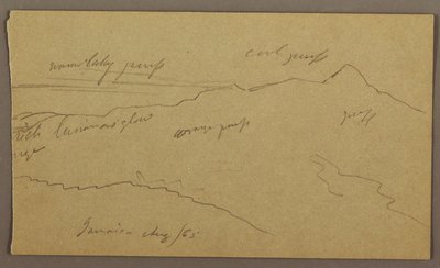 Tekening, Landschap, augustus 1865 door Frederic Edwin Church