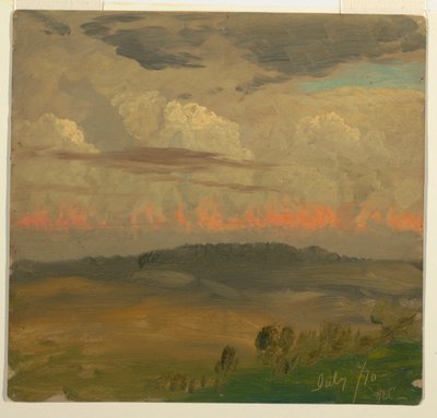 Tekening, Landschap, Hudson-vallei, juli 1870 door Frederic Edwin Church