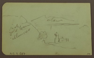 Tekening, Landschap, Toluca; Verso: Berg, Kerk, 1883 door Frederic Edwin Church