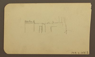 Tekening, Landschap; Verso: Kerk, april 1885 door Frederic Edwin Church