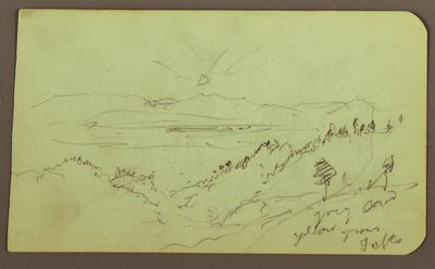 Tekening, Landschap; Verso: Figuur, Landschap, 1883 door Frederic Edwin Church