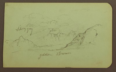 Tekening, Landschap; Verso: Persoon/Personen, Kerk, 1883 door Frederic Edwin Church