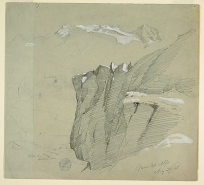 Tekening, Landschap in de Berner Alpen, 28 augustus 1868 door Frederic Edwin Church