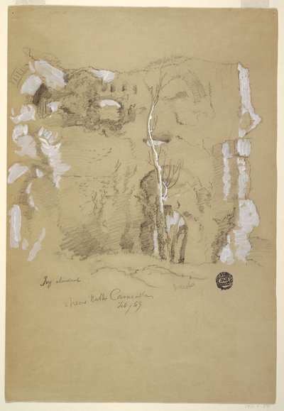 Tekening, Landschap bij de Baden van Caracalla, Rome, februari 1869 door Frederic Edwin Church