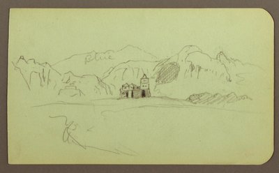 Tekening, Landschap met kerk; Verso: Landschap, 1883 door Frederic Edwin Church