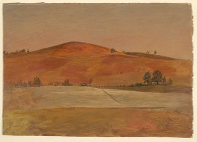 Tekening, Landschap met lage heuvel en velden, 1870-80 door Frederic Edwin Church