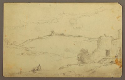 Tekening, Landschap met figuren, 1885 door Frederic Edwin Church