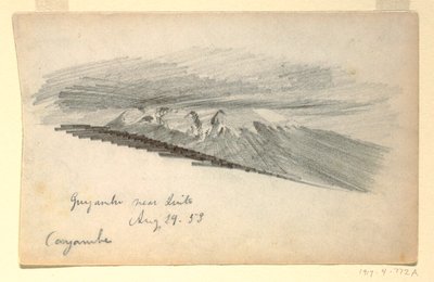 Tekening, berg Cayambe, Ecuador, 29 augustus 1853 door Frederic Edwin Church