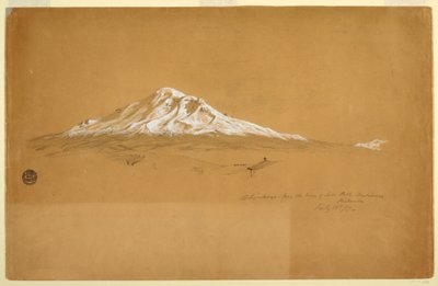 Tekening, Mount Chimborazo vanuit het huis van Senior Pablo Bustamante, Riobamba, Ecuador, 14 juli 1857 door Frederic Edwin Church