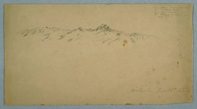 Tekening, de berg Pichincha vanuit Chillo, Ecuador, 26 juni 1857 door Frederic Edwin Church