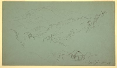 Tekening, Berglandschap, Huis, "bij Jorje," Ecuador, juni 1857 door Frederic Edwin Church