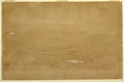 Tekening, Berglandschap bij Guanojo en Guaranda, Ecuador, 10 juni 1857 door Frederic Edwin Church