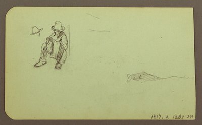 Tekening, Berglandschap; Verso: Zittende figuur, Berg, 1883 door Frederic Edwin Church