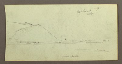 Tekening, Berg over water, februari mogelijk 1868 door Frederic Edwin Church