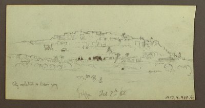 Tekening, Berg over water, februari mogelijk 1868 door Frederic Edwin Church