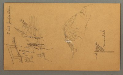 Tekening, Bergtop, vegetatie bij plas, 1868 door Frederic Edwin Church