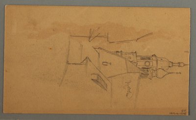 Tekening, Bergtop, vegetatie bij plas, 1868 door Frederic Edwin Church