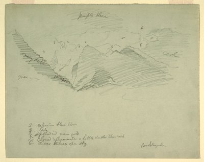 Tekening, Bergtoppen bij Berchtesgaden, Beieren, juni-juli 1868 door Frederic Edwin Church