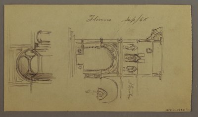 Tekening, Bergdal, Brug, Gebouwen, mogelijk 1868-69 door Frederic Edwin Church