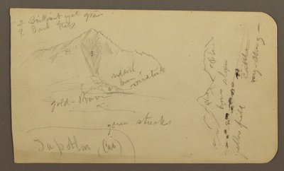 Tekening, Berg, Zapotlan; Verso: Beboste helling, Cuitzeo meer, januari 1885 door Frederic Edwin Church