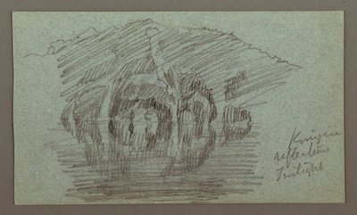 Tekening, Berg en weerspiegeling op meer, mogelijk 1868 door Frederic Edwin Church