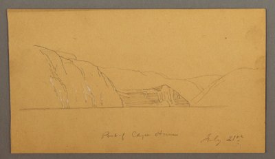 Tekening, Bergachtige baai, 21 juli 1859 door Frederic Edwin Church