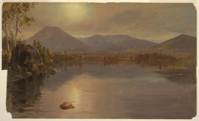 Tekening, Mounts Katahdin en Turner vanaf Lake Katahdin, Maine, 1855-60 door Frederic Edwin Church