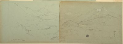 Tekening, panoramisch uitzicht op Unter-Schönau, 1868 door Frederic Edwin Church