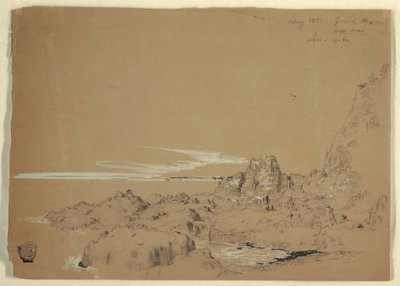 Tekening, Rocky Coast, Grand Manan, Canada, augustus 1851 door Frederic Edwin Church