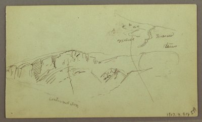 Tekening, Rocky Mountaintaintops, mogelijk 1868 door Frederic Edwin Church