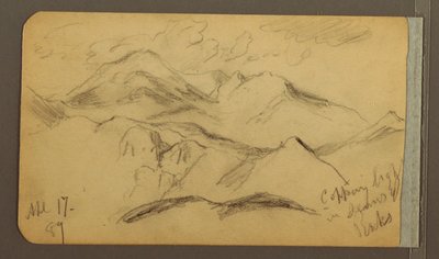 Tekening, Ruige bergen, 17 april 1889 door Frederic Edwin Church