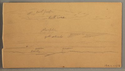 Tekening, Scherpe bergtoppen, bewolkte lucht, juni 1874 door Frederic Edwin Church