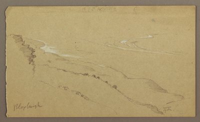 Tekening, Kust en Zee, "Bloxburgh", augustus 1865 door Frederic Edwin Church