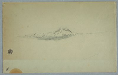 Tekening, Besneeuwde top van vulkaan, 1850-60 door Frederic Edwin Church
