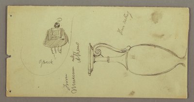 Tekening, Studies van objecten uit het Athene Museum, mogelijk 1869 door Frederic Edwin Church
