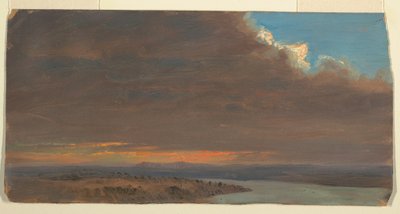 Tekening, Zonsondergang, Hudson-vallei, New York, 1870-80 door Frederic Edwin Church