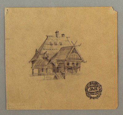 Tekening, Huis in Zwitserse stijl, mogelijk 1868 door Frederic Edwin Church