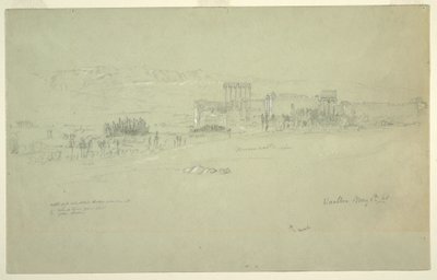 Tekening, Tempels, Baalbek, 6 mei 1868 door Frederic Edwin Church