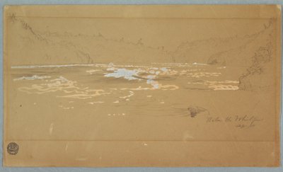 Tekening, De rivier "Onder de draaikolk", september 1858 door Frederic Edwin Church