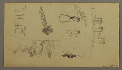 Tekening, Twee studies van een stad op een bergtop, mogelijk 1868-69 door Frederic Edwin Church