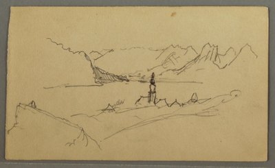 Tekening, Dal, Kerk, St. Gilgen Oostenrijk, mogelijk 1868 door Frederic Edwin Church