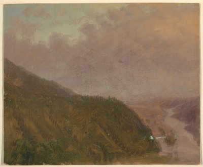 Tekening, Vallei vanaf de top van een hoge heuvel (Europa), 1860-70 door Frederic Edwin Church