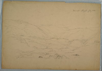 Tekening, Vallei bij Ibagué, Colombia, juli 1853 door Frederic Edwin Church
