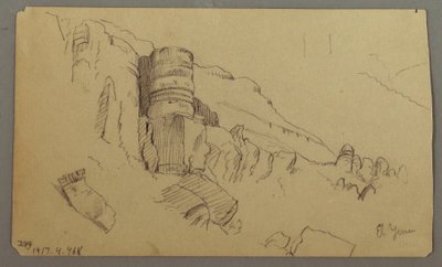 Tekening, Uitzicht over Wady el-Arabah, 20 februari 1868 door Frederic Edwin Church