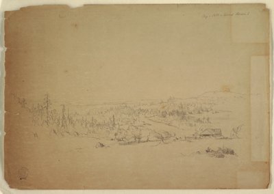 Tekening, Uitzicht van Grand Manan Island, Canada, naar de zee, september 1851 door Frederic Edwin Church