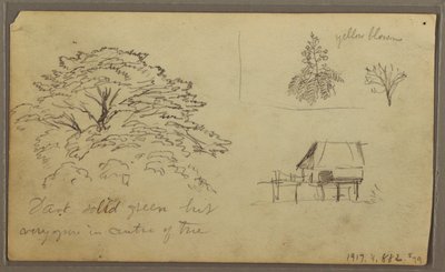 Tekening, Gezicht op Guayaquil, Ecuador, 23 mei 1857 door Frederic Edwin Church
